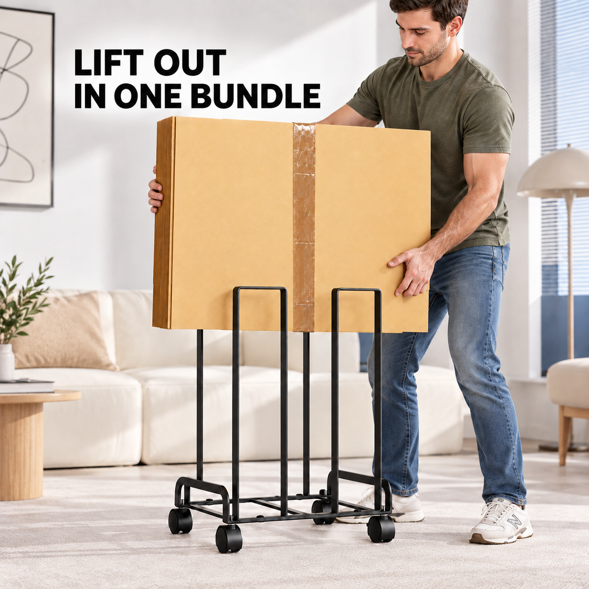 Rolling Carton Holder Rack – Space-Saving Cardboard Box Organizer