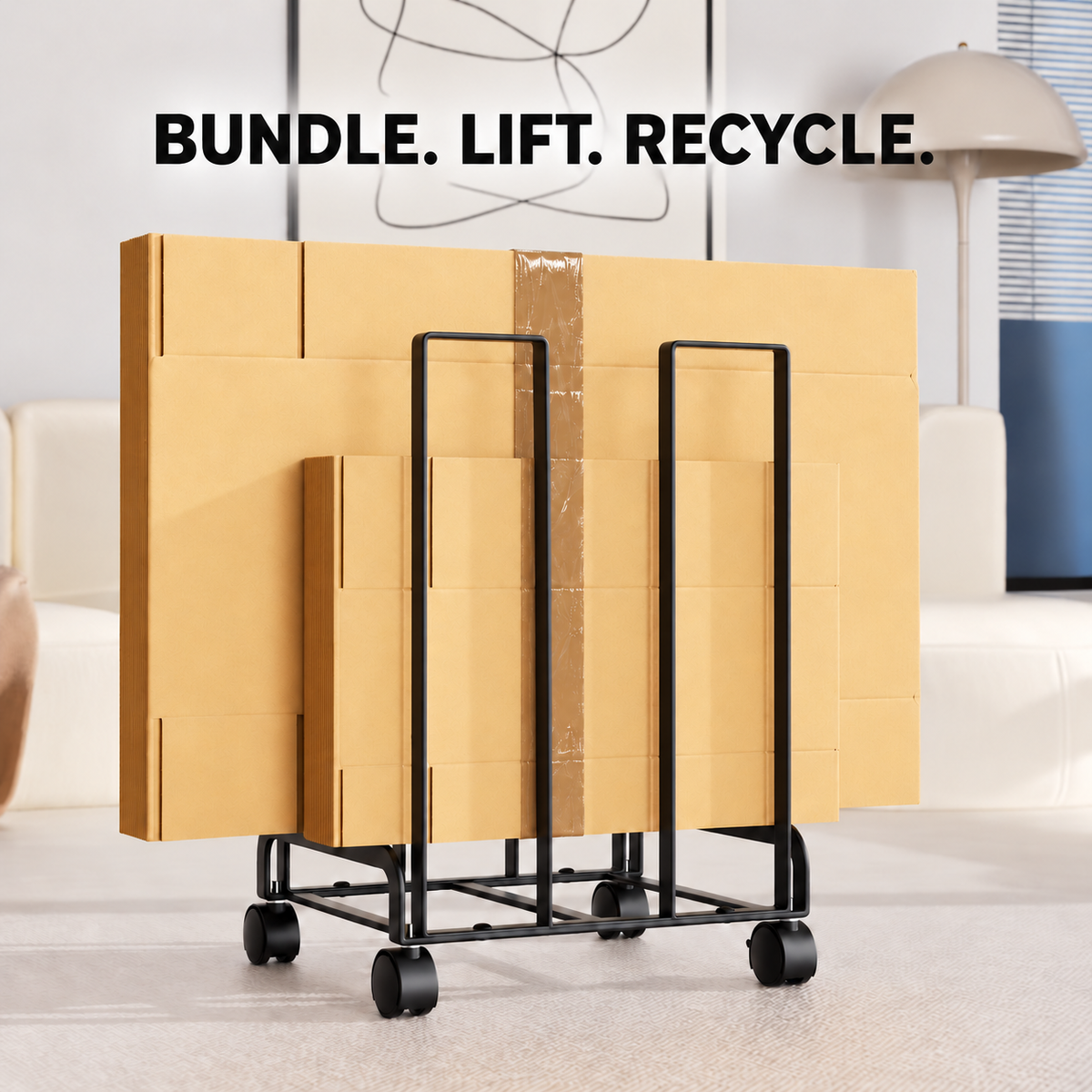 Rolling Carton Holder Rack – Space-Saving Cardboard Box Organizer