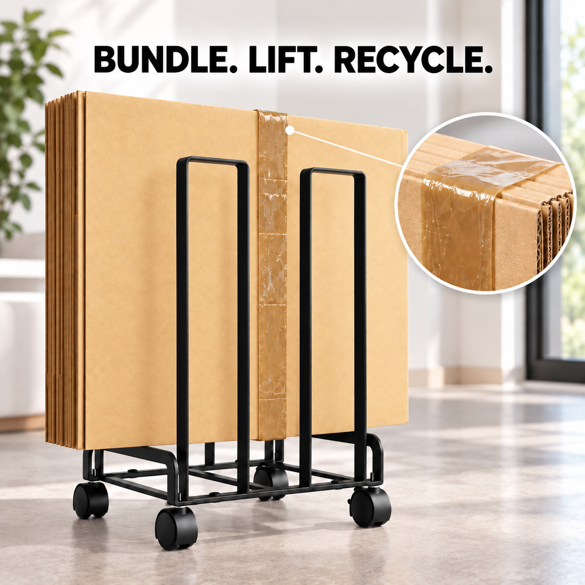 Rolling Carton Holder Rack – Space-Saving Cardboard Box Organizer