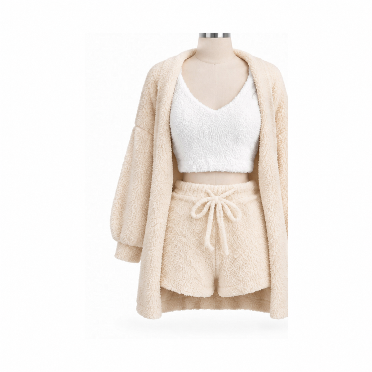 CozyCloud apricot lounge set with white cropped tank top