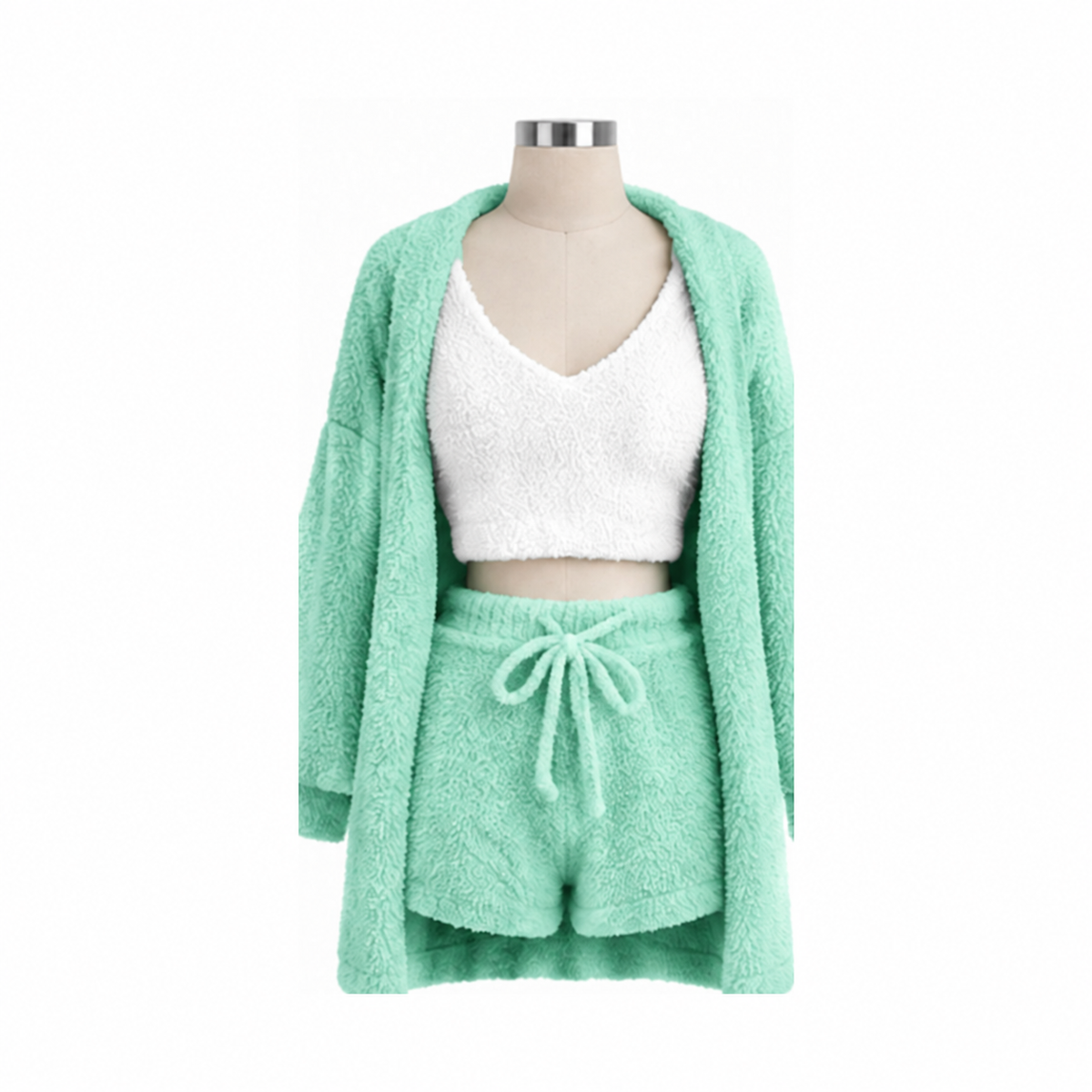 CozyCloud cyan lounge set with white cropped tank top