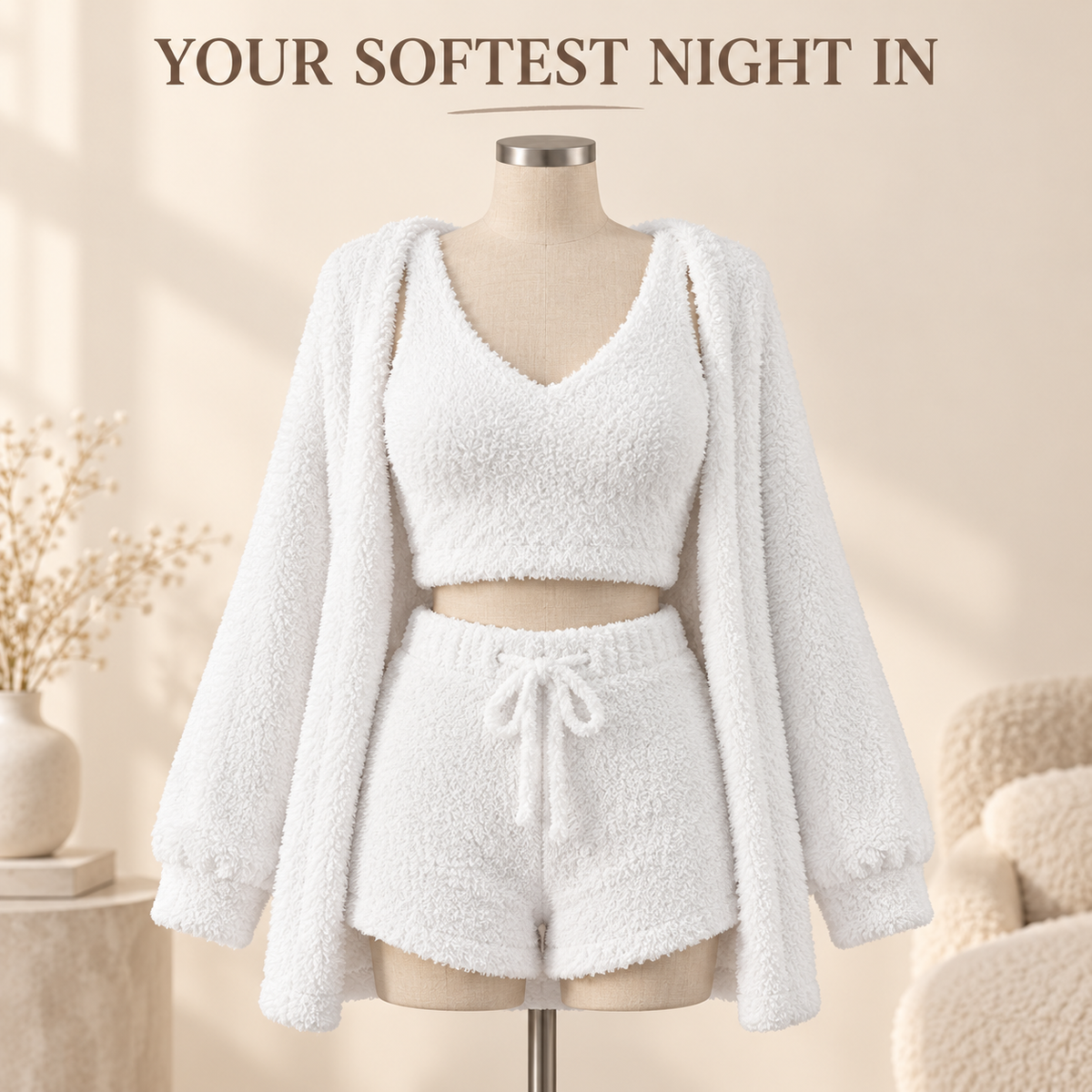 CozyCloud three-piece plush lounge set hero