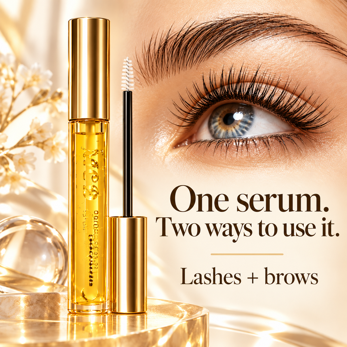 One serum for lashes and brows