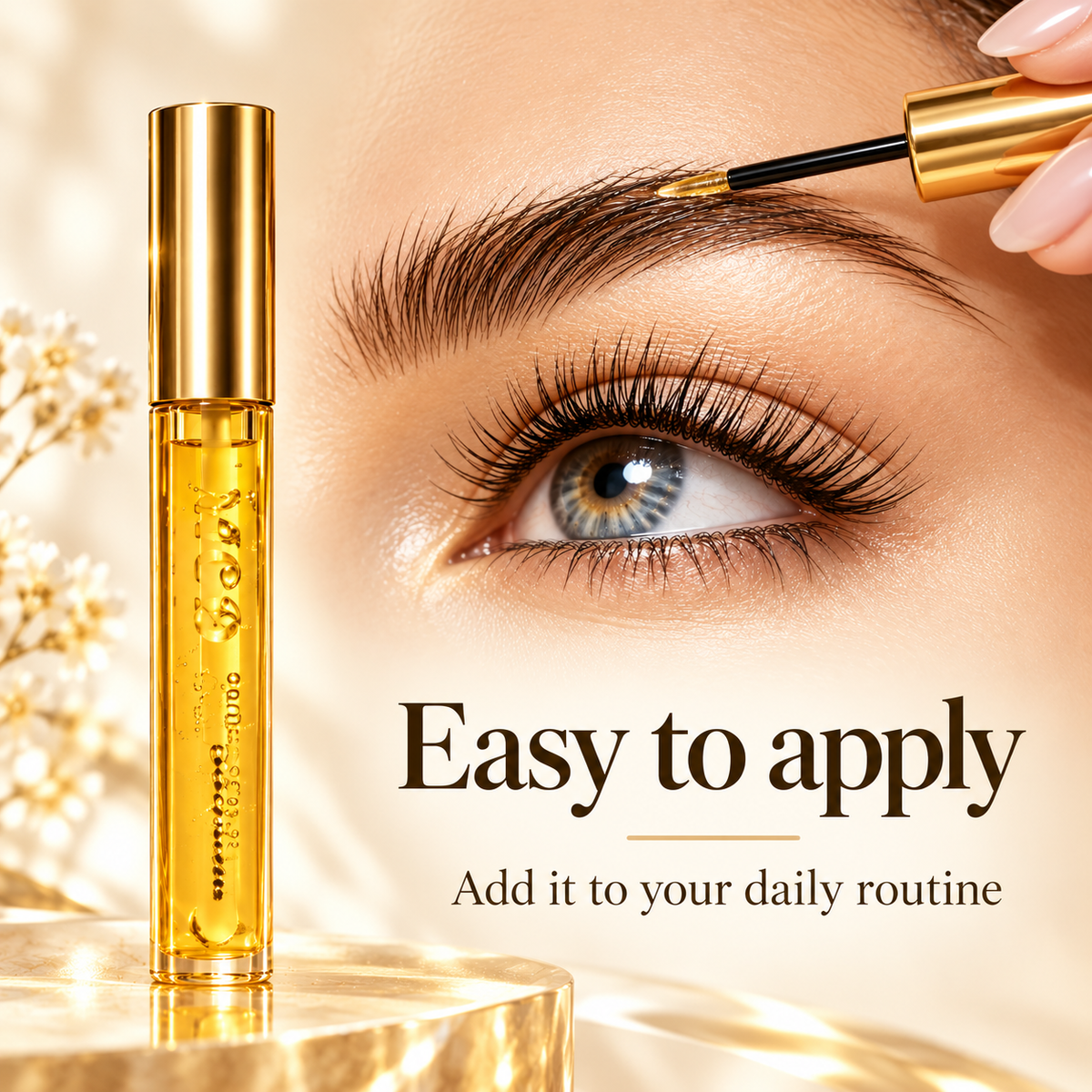 Applying serum to eyebrows