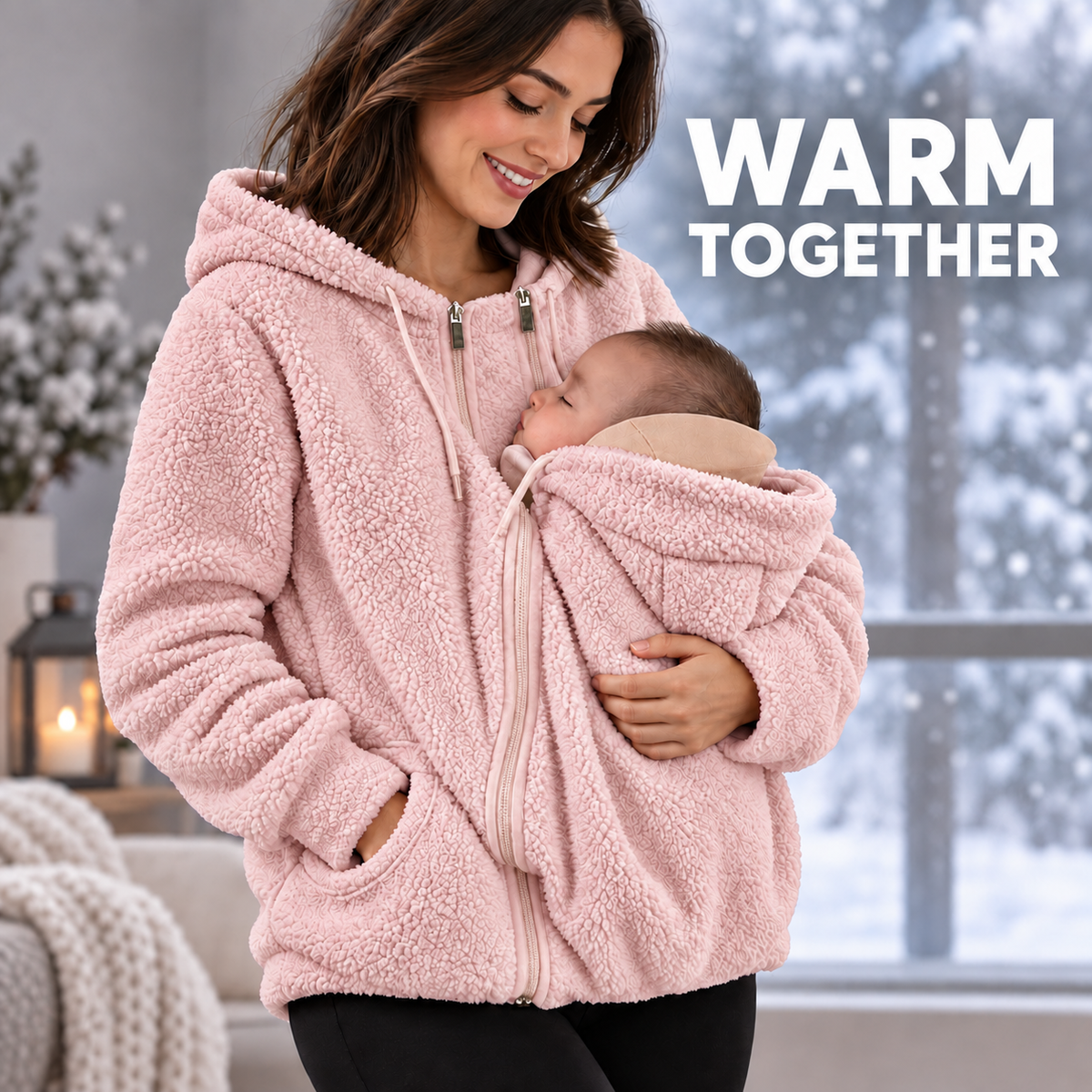 Warm Together pink sherpa mother and baby jacket