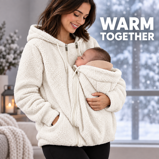 Warm Together white sherpa mother and baby jacket